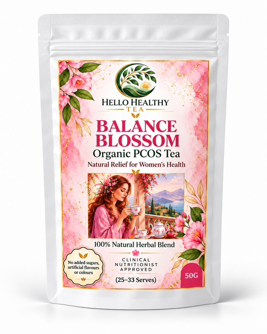 Balance Blossom – Organic PCOS Hormone Support Tea | Natural Relief for Women’s Health