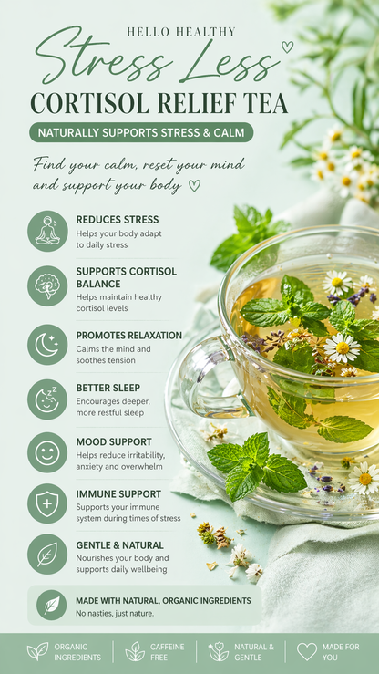 Hello Healthy™ Stress Less (Best Seller) Cortisol Relief Tea