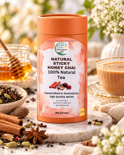 Sticky Chai Tea – Organic Loose Leaf Chai with Honey & Spices | 100g | Café-Style Brew at Home