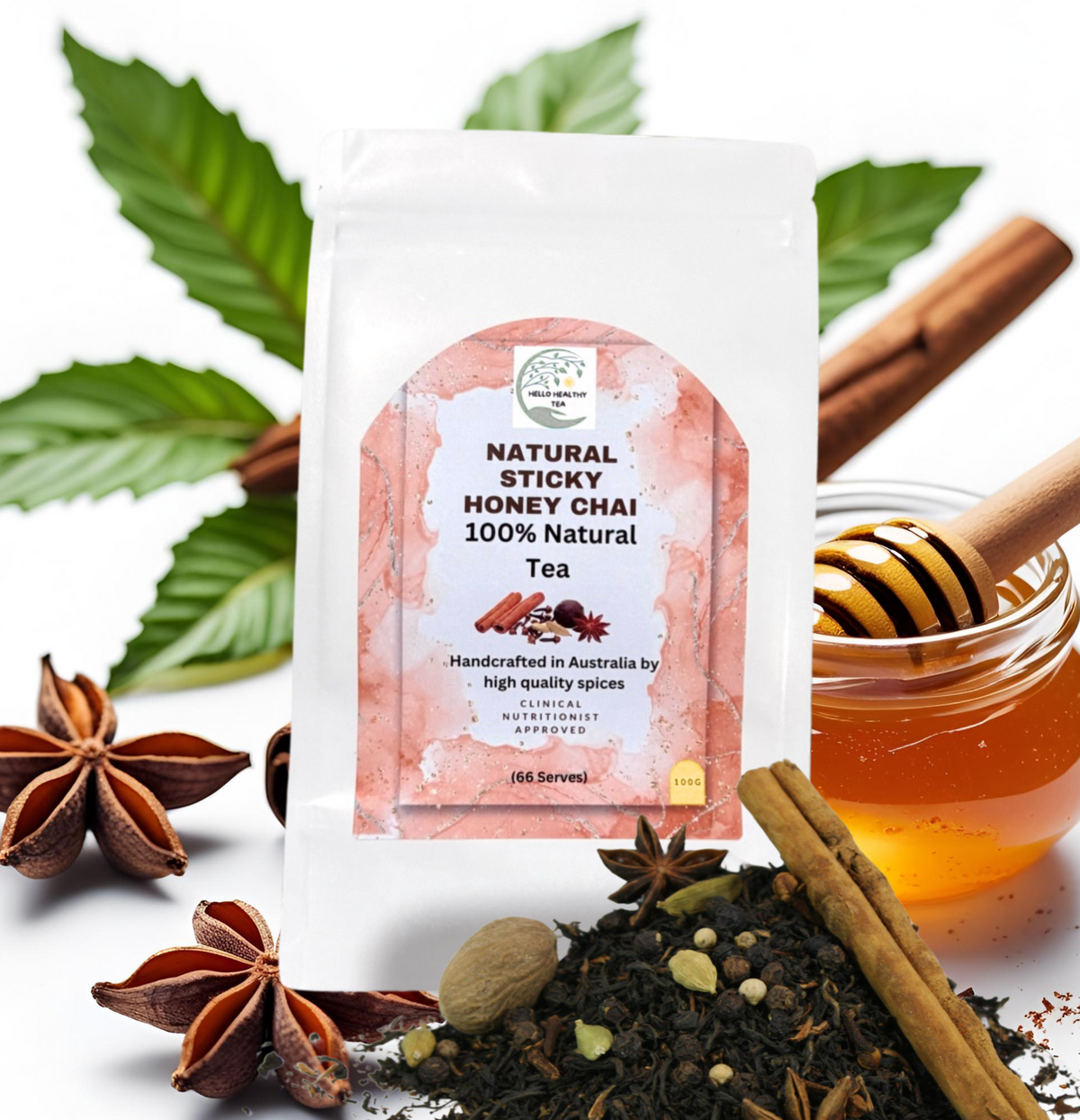 Sticky Chai Tea – Organic Loose Leaf Chai with Honey & Spices | 100g | Café-Style Brew at Home