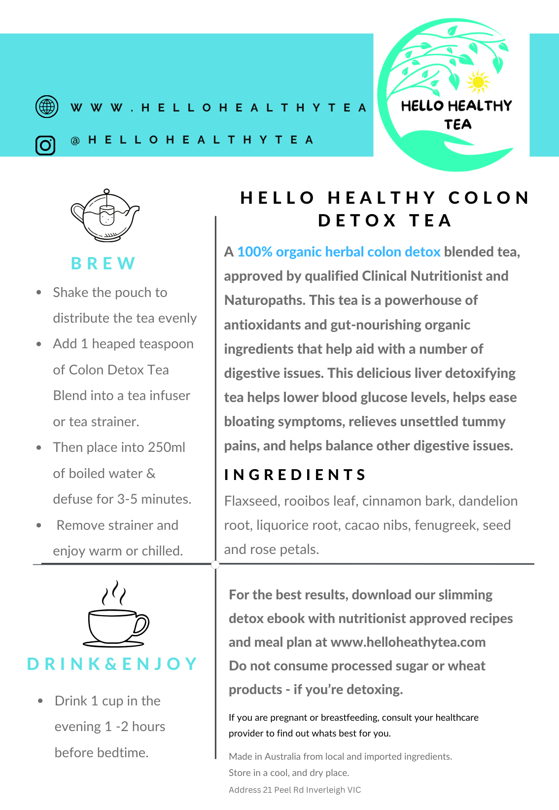 Hello Healthy SlimTea 28-Day Program (2 x 85g)