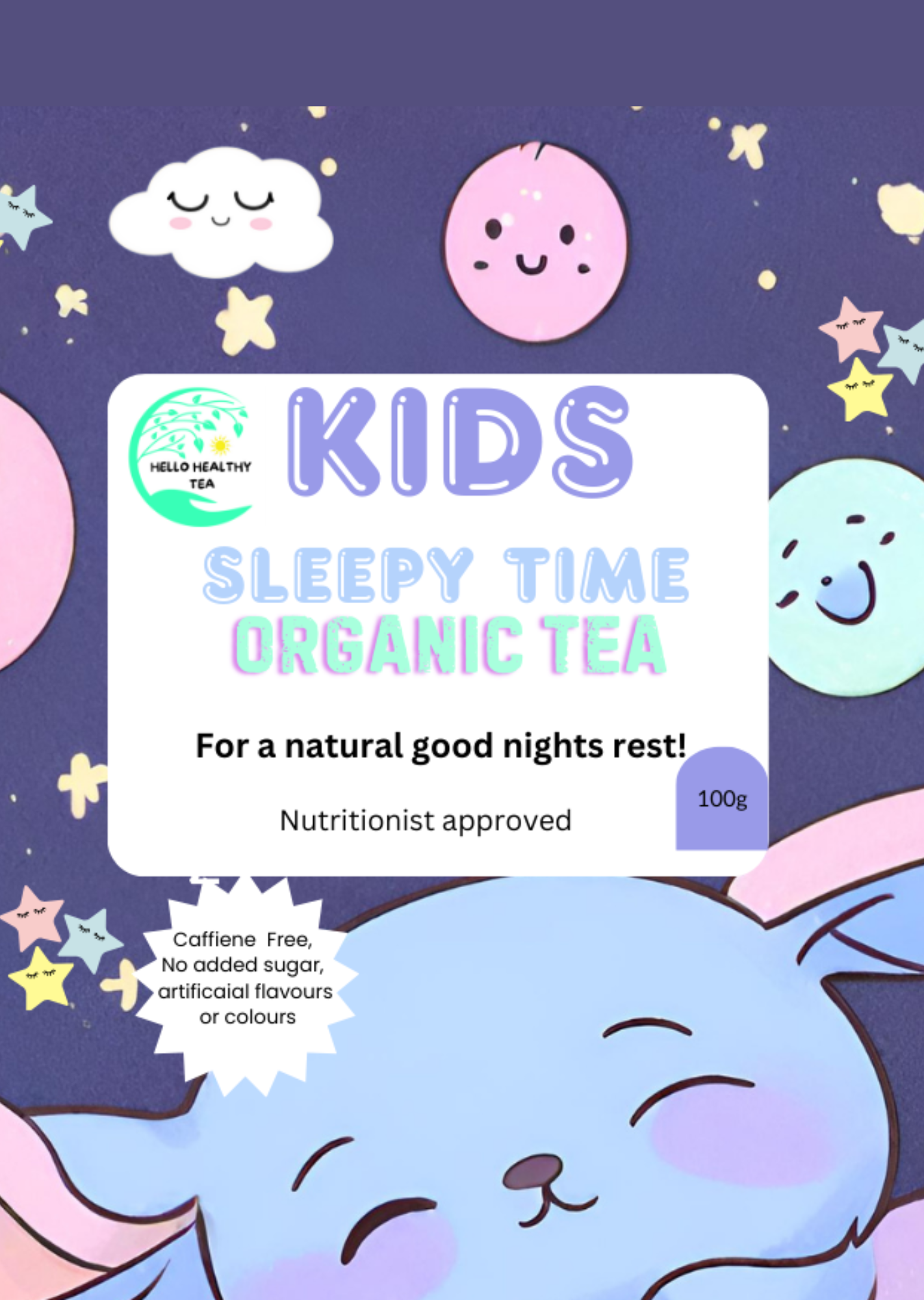 Hello Healthy Kids Sleepy Tea – Organic Caffeine-Free Bedtime Tea for Children | Natural Calming Herbal Blend